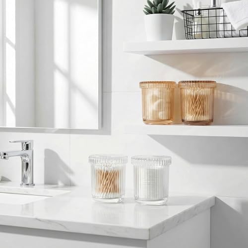 Clear Thick Glass Bathroom Qtip Holder, 2 Pack - Image 5