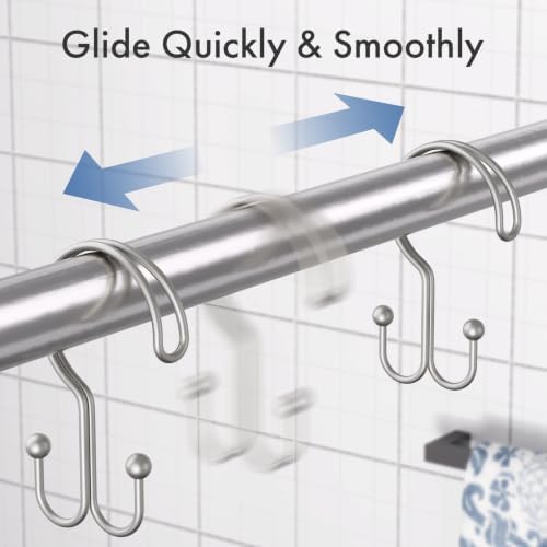 Bathway Matte Nickel Shower Curtain Hooks Ring, Rust Proof Metal Shower Hooks - Image 7