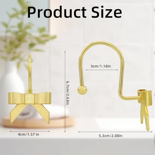 Decorative Shower Curtain Hooks, Luxury Bowknot Shower Curtain Rings, Modern - Image 2