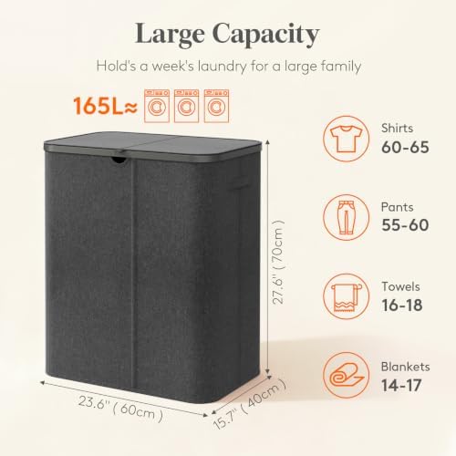 Lifewit 165L 3 Section Laundry Hamper - Image 2