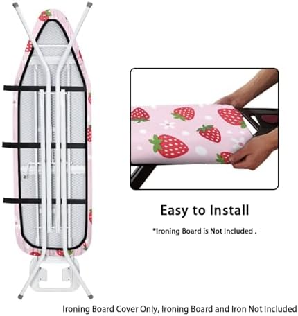 Pink Strawberry Ironing Board Cover Stain Resistant Polka Dot Daisy Iron Board - Image 5