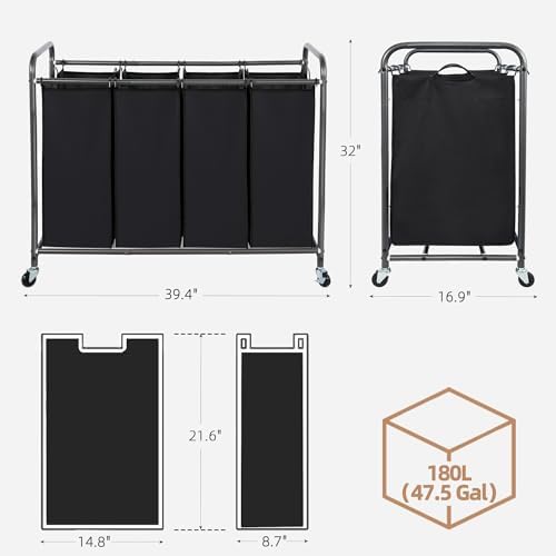 STORAGE MANIAC Laundry Sorter 4 Section, 47.5 Gal Laundry Hamper - Image 3