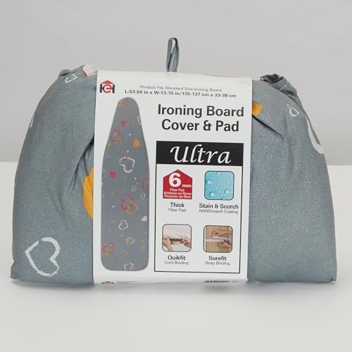 Household Essentials Ultra Ironing Board Cover and Pad, Hearts Print - Image 3