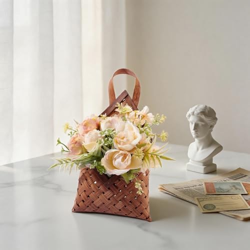 CRASPIRE Vintage Woven Wall Hanging Storage Basket Bamboo Dried Flower Wall Pot - Image 6