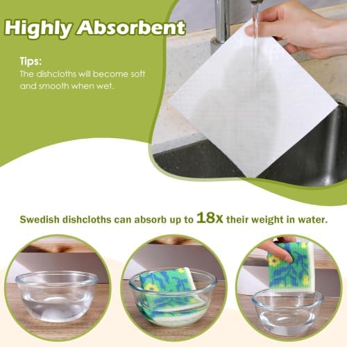 6 Pcs Swedish Paper Cloths for Kitchen, Reusable Paper Towels Washable - Image 4