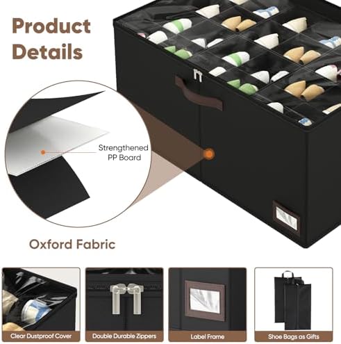 OIAHOMY 2 Pack Shoe Organizer for Closet, Large Foldable Shoe Storage Bins - Image 5