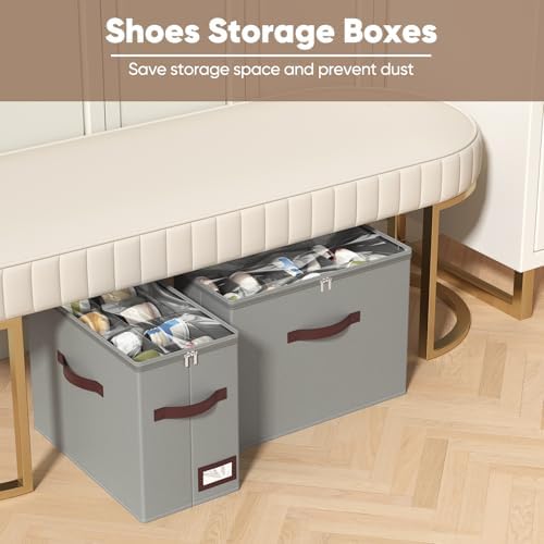 OIAHOMY 2 Pack Shoe Organizer for Closet, Foldable Shoe Storage Bins - Image 2