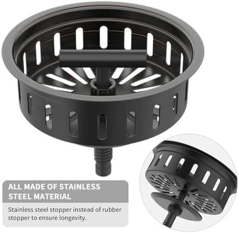 KONE 3-1/2 Inch Bronze Kitchen Sink Drain Assembly Kit - Image 2