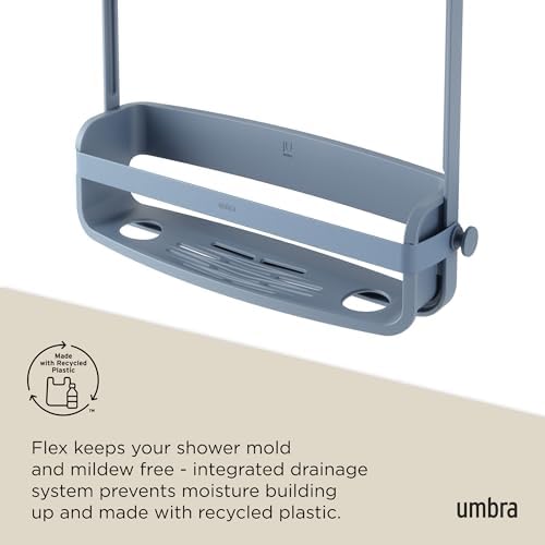 Umbra Flex Shower Caddy, Hanging 2 Shelves Bathroom Organizer, Slate Blue - Image 6