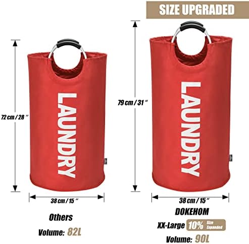 DOKEHOM 90L Large Laundry Basket Bag, Collapsible Tall Hamper - Image 3