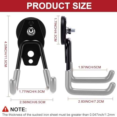 Landhoow 6 Pcs Large Magnetic Hooks Heavy Duty Garage Magnet Hooks Strong - Image 2