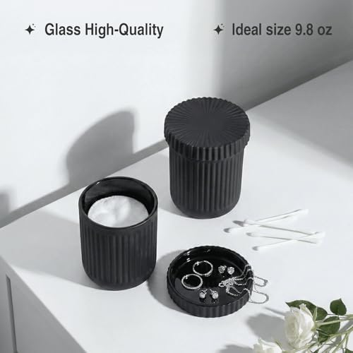 Matte Black Thick Glass Bathroom Qtip Holder, 2 Pack - Image 4
