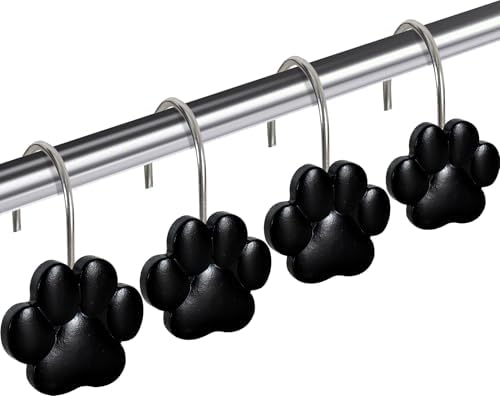 12-Piece Cat Paw Print Shower Curtain Hooks by CTOHN
