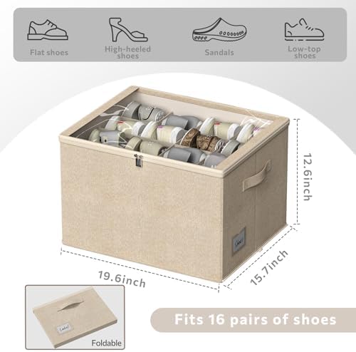 Shoe Organizer for Closet, 2 Pack Foldable Shoe Storage Box - Image 2