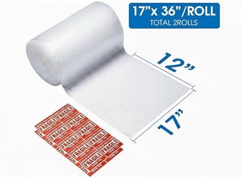 Bubble Cushioning Wrap Roll, Sumono 17 Inch x 72 Feet Total Bubble Roll - Image 2
