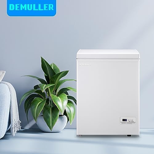 Chest Freezer 3.5 CU.FT Ultra-Low Temperature Deep Freezing Machine (Down to -12 ℉) with Two Removable Baskets Freestanding White Small Mini Compact Fridge Freezer for Home Kitchen Office