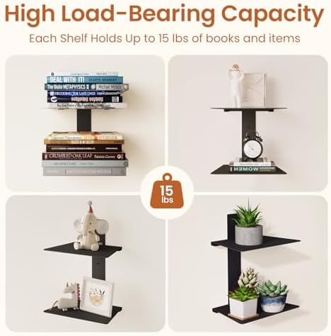 Wawocs Invisible Bookshelf for Wall, 4 Tier Floating Bookshelf Made of Heavy - Image 3