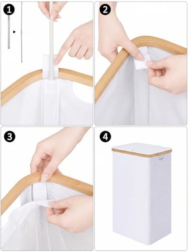 IEGrow Laundry Hamper with Lid, 110L Laundry Basket with Mesh Bags - Image 4