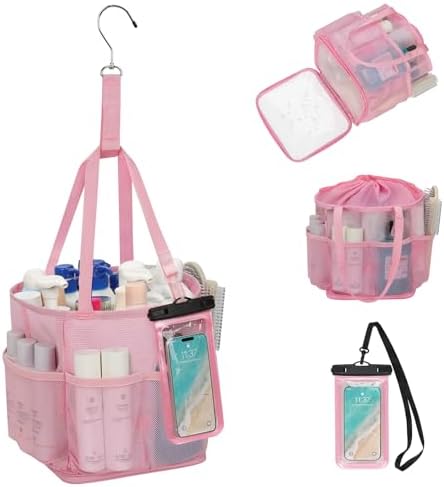 Mesh Shower Caddy Portable for College Dorm Room Essentials, Hanging Shower by onemoky