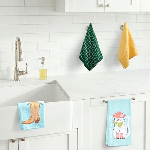 Ritz 4-Piece Kitchen Towel Set, Meowdy Cat & Daisy Boot Prints - Image 4