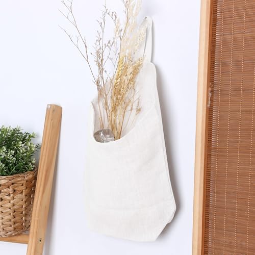 100% Linen Hanging Storage Bags Baskets 2 Pcs, Small Wall Storage Bag - Image 3