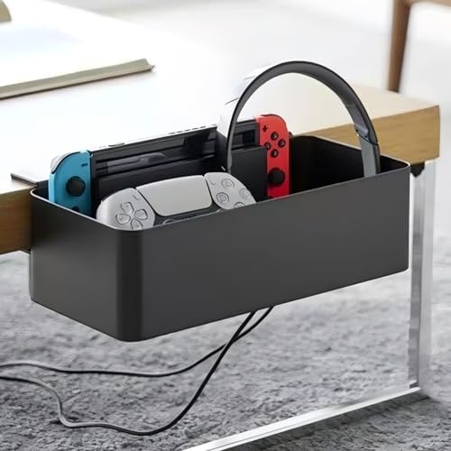 No Drill Desk Side Storage, Hanging Organizer, Clamp on Table Basket, Minimalist by Unknown