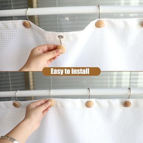 Shower Curtain Hooks, Wood Decorative Shower Curtain Rings, Modern Round Log - Image 4