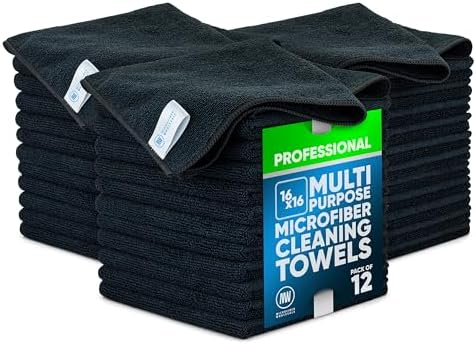 MW Pro Microfiber Cleaning Cloth | Black | 36 Pack | 16” x 16” | All Purpose by MicrofiberWholesale