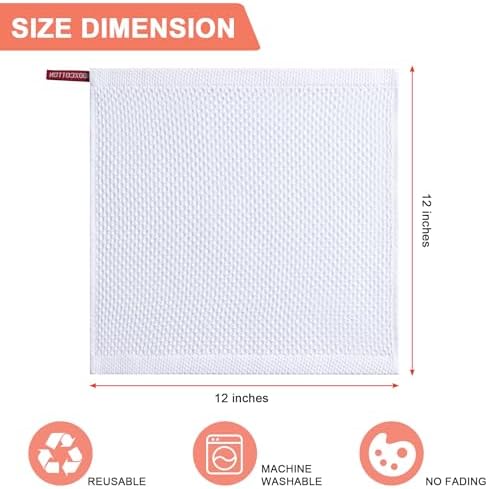 Kitchen Towels 6-Pack Kitchen Dish Cloths, 100% Cotton, 12x12 In - Image 2