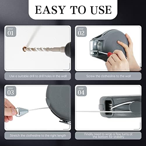 ZOES HOMEWARE Retractable Clothesline Heavy Duty Retracting Clothes Line - Image 5