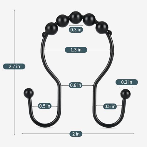 Shower Curtain Hooks, OEH Shower Curtain Rings, Smooth Gliding Metal Shower - Image 7