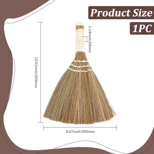 GORGECRAFT 12 Inch Small Hand Whisk Broom Soft Grass Natural Handle Bamboo - Image 3