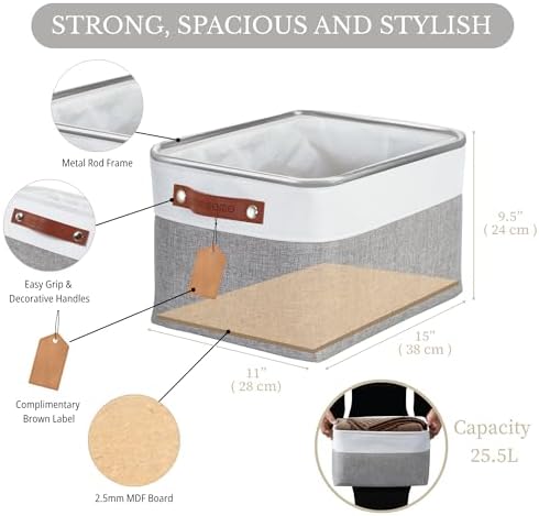 DECOMOMO Storage Bins, Large Fabric Storage Baskets - Image 4
