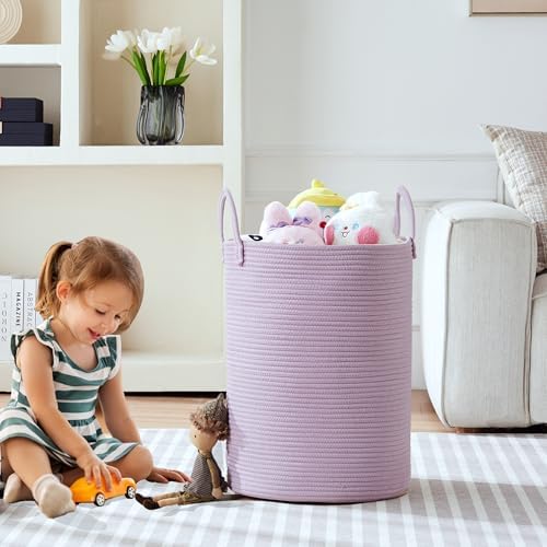 60L Large Purple Hamper Laundry Basket - Image 5