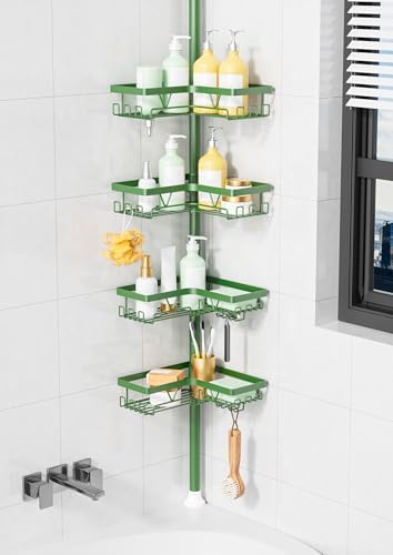 KEGII Shower Caddy Tension Pole, Bathroom Storage Shelf, Emerald Green by KEGII