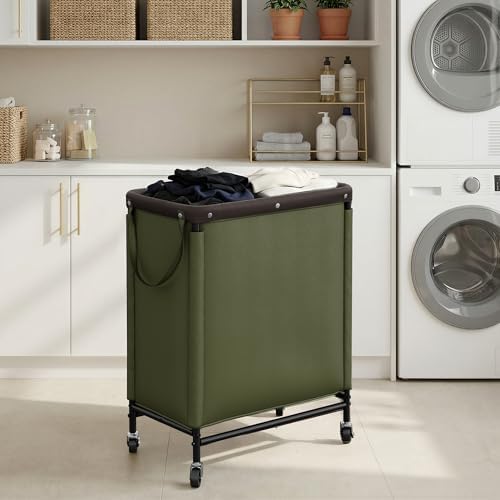 StorageWorks 2 Section Laundry Hamper, 100L Green Sorter Cart - Image 6