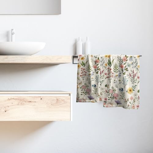 Watercolor Wildflowers Spring Summer Kitchen Towels 14"x28" Set of 2 Rustic - Image 6