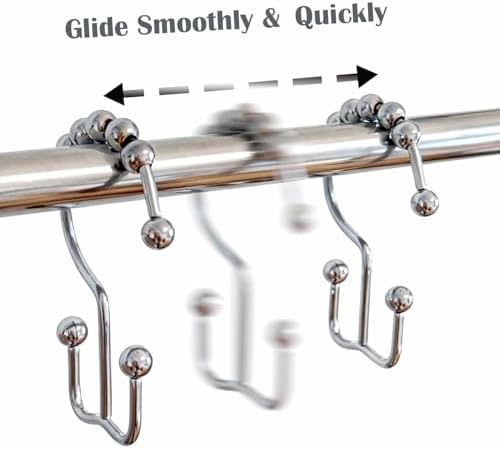 Shower Curtain Hooks 12 Pack, Double Glide Rings - Image 5