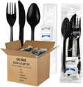 KitchenDine 100 Pack Medium Weight Wrapped Black Plastic Cutlery Pack by Unknown