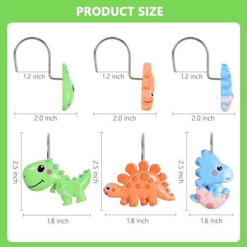 12-Piece Dinosaur Shower Curtain Hooks - Image 3
