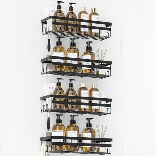 WOWBOX 4 Pack Adhesive Shower Caddies, No Drill Bathroom Shelves by WOWBOX