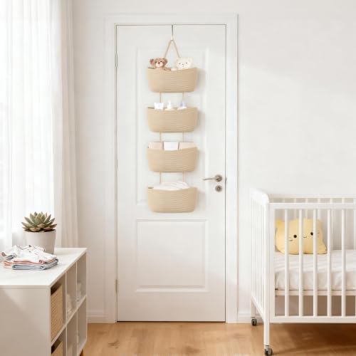 Dahey Over The Door Hanging Basket Storage 4-Tier Woven Wall Basket - Image 4