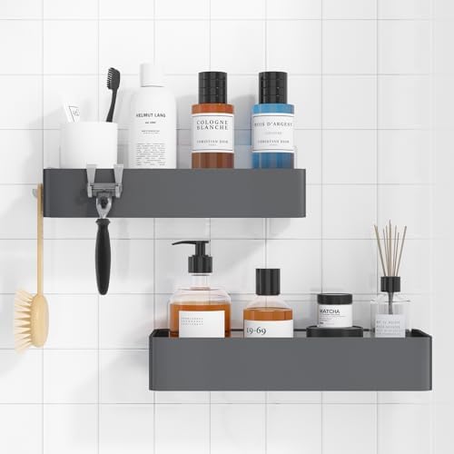 Kitsure Shower Caddy Adhesive, Stylish Shower Organizer, Dark Grey by Kitsure
