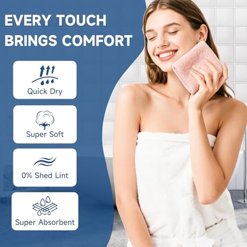 TEAWOO Coral Velvet Nude Pink Washcloths 12 Pack, Highly Absorbent and Soft - Image 2