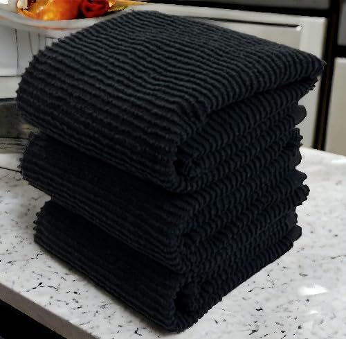 Black Kitchen Hand Dish Towels, 100% Cotton - Image 5