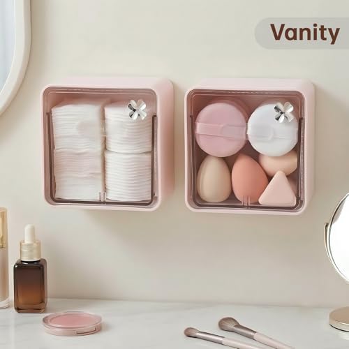DASITON Wall Mounted Qtip Holder Dispenser, Adhesive No Drilling Cotton Swab - Image 2
