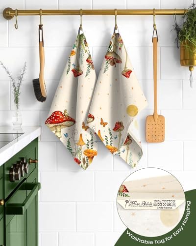 Miss Adola 150GSM Flour Sack Kitchen Towels Set of 2, Mushroom Moon - Image 3