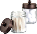 Amolliar Apothecary Jar Bathroom Storage Qtip Holder Glass, Bronze 2Pack by Amolliar