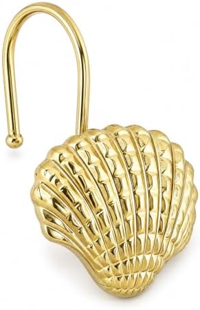 Metal Seashell Shower Curtain Hooks, Rust-Resistant Hooks by GNUEYART