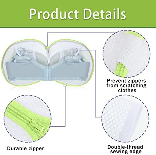 Shappy 6 Pcs Bra Washing Bag for Laundry Storage Women 7.87 Inch Green - Image 3